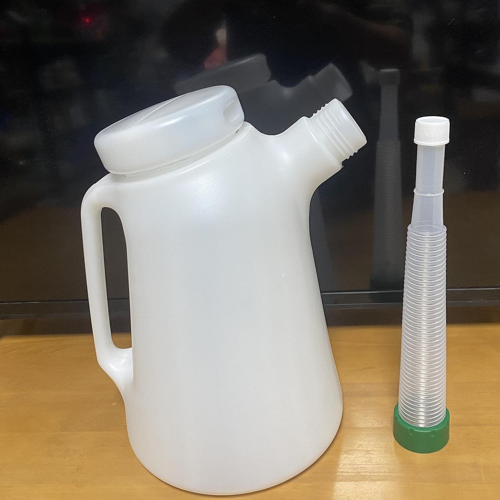 Oil Drain Tank - 5L オイル計量容器 スケール付き キャップ付き 漏れ防止オイルポットボトル オイル計量ジャグ