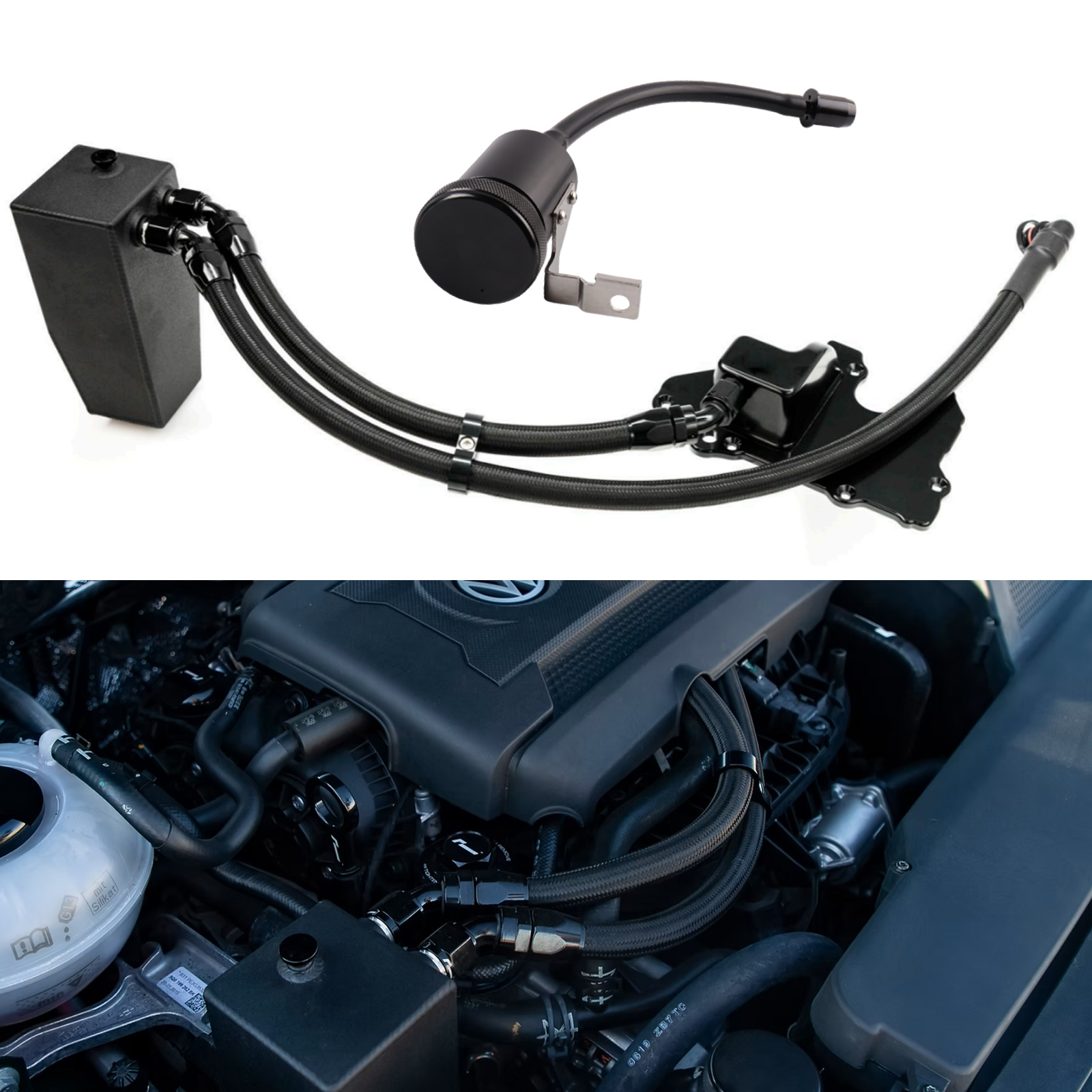 Oil Drain Tank - アルミ製オイルキャッチタンクキット+ウォッシャーボトル SEAT Leon / MK7 GTI/R