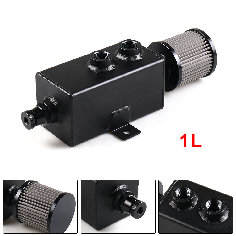 Oil Drain Tank - 2026年ホットセール商品 ユニバーサルカー 2L アルミ製オイルキャッチタンク 燃料タンク ブリーザーフィルター付き