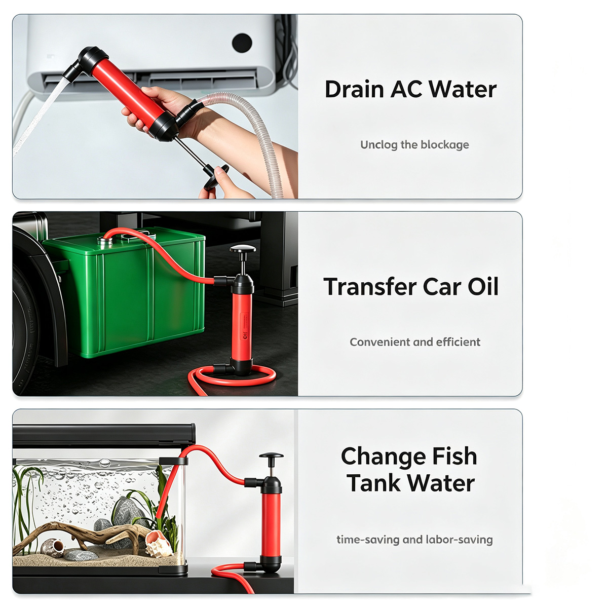 手動サイフォンポンプ AC排水詰まり解消器 デュアルポートエ - Oil Drain Tank のレビューと価格