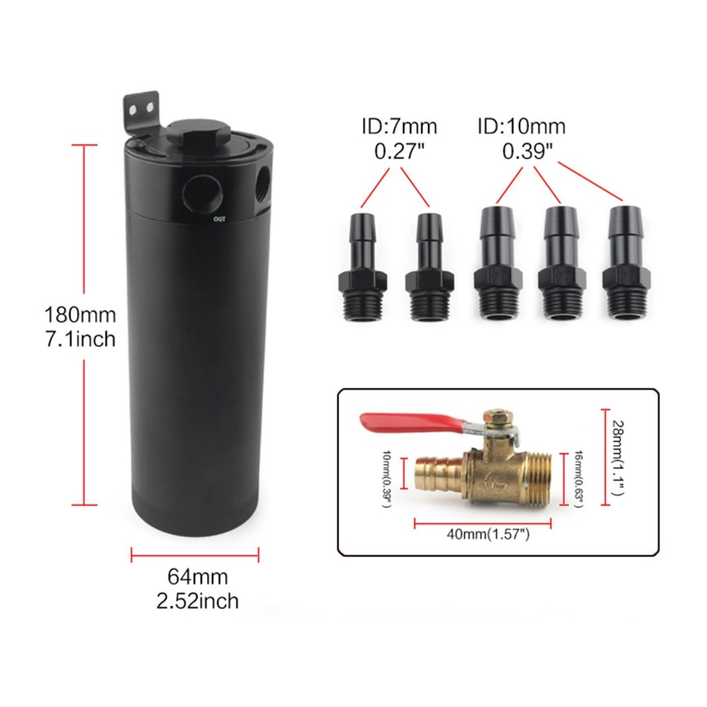 ユニバーサル2ポートバッフル付きオイルキャッチ缶拡張リザーバ - Oil Drain Tank のレビューと価格