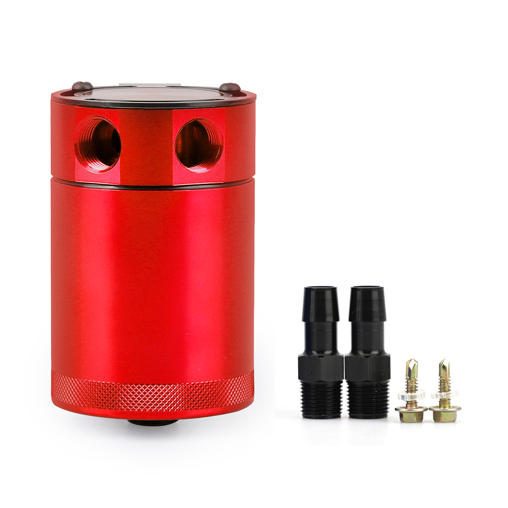 オイルキャッチ缶 バッフル付きアルミ製 2ポート リザーバー - Oil Drain Tank のレビューと価格