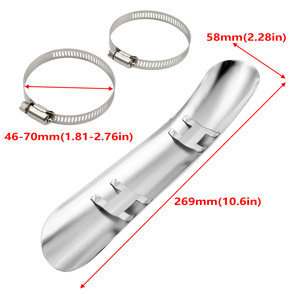 クロームカーブオートバイエキゾーストパイプヒートシールドカバ - Exhaust Pipe Expander のレビューと価格